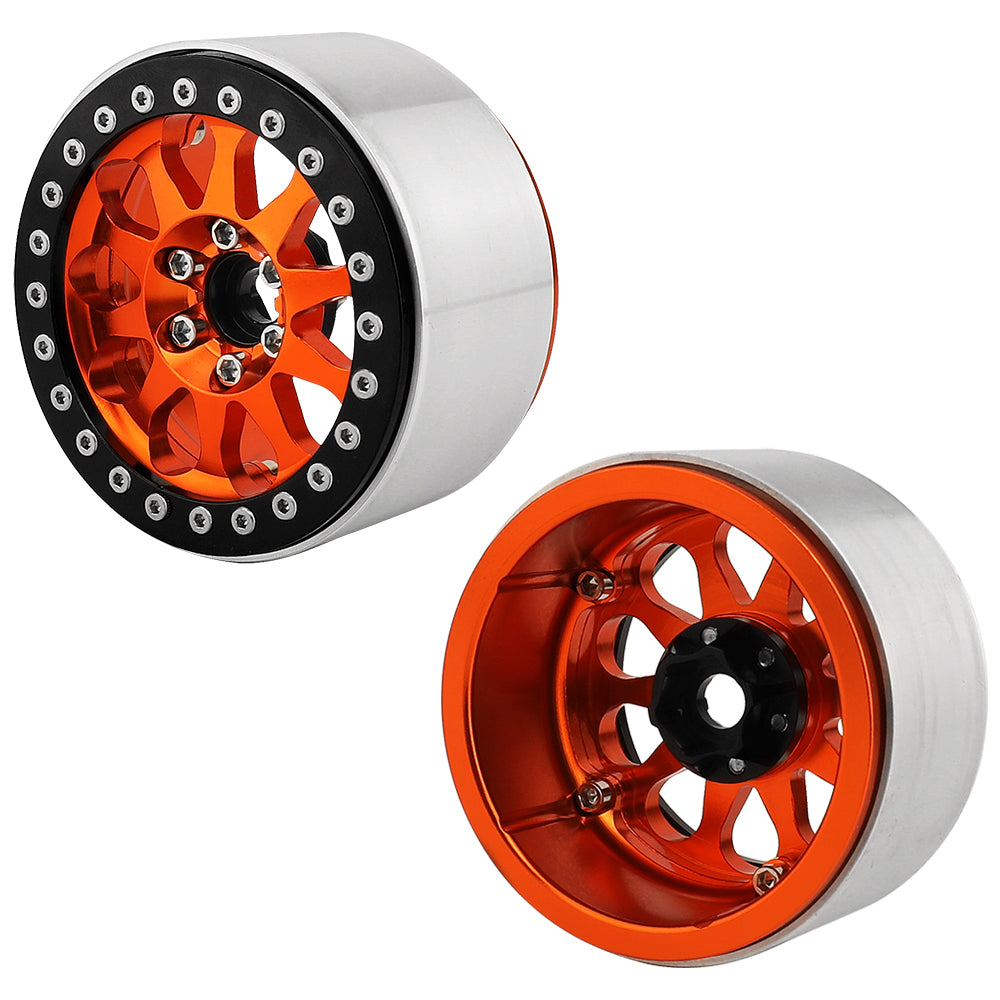 LonZeXy 2.2 Inch CNC Aluminum Beadlock Wheel Rims 110.5g 64.5×35mm For 1/10 RC Crawler Axial SCX10 II TRX4 RC Off‑Road Car Upgrade Replacement Hubs