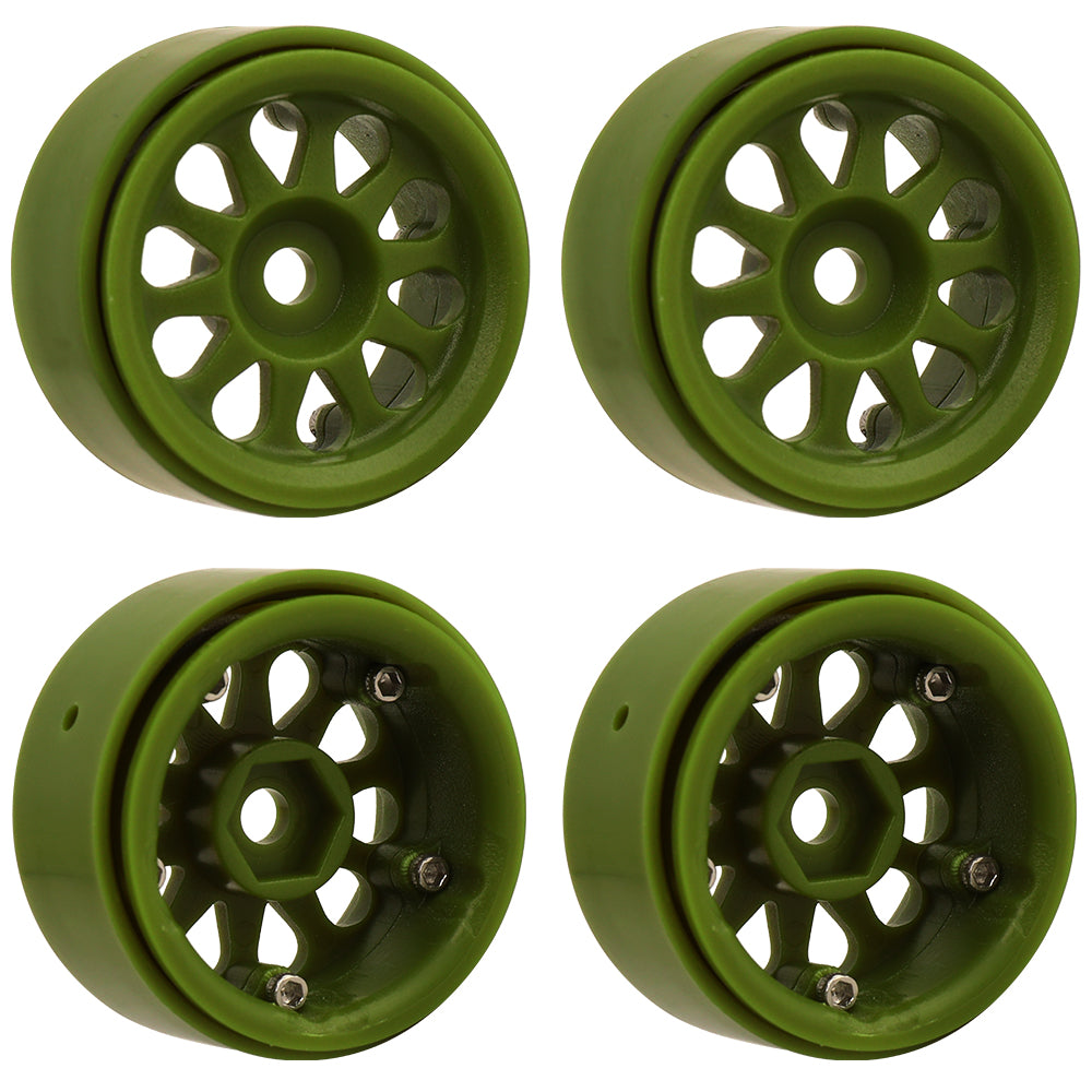 LonZeXy 1.0 inch Plastic Wheel Hub Rims or with Rubber Tires 4PCS For 1/24 SCX24 1/28 RC Off-Road Buggy Mini Model Truck 29.6mm Diameter Colorful RC Car Replacement Parts Style C