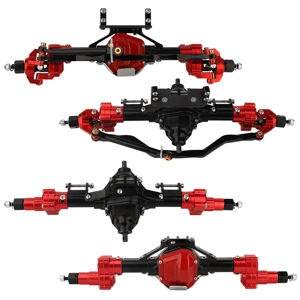 LonZeXy CNC Aluminum Portal Middle Axle With Steering Link Option, Metal Portal Axle For 1/10 SCX10 6x6 RC Crawler Chassis Upgrade Parts