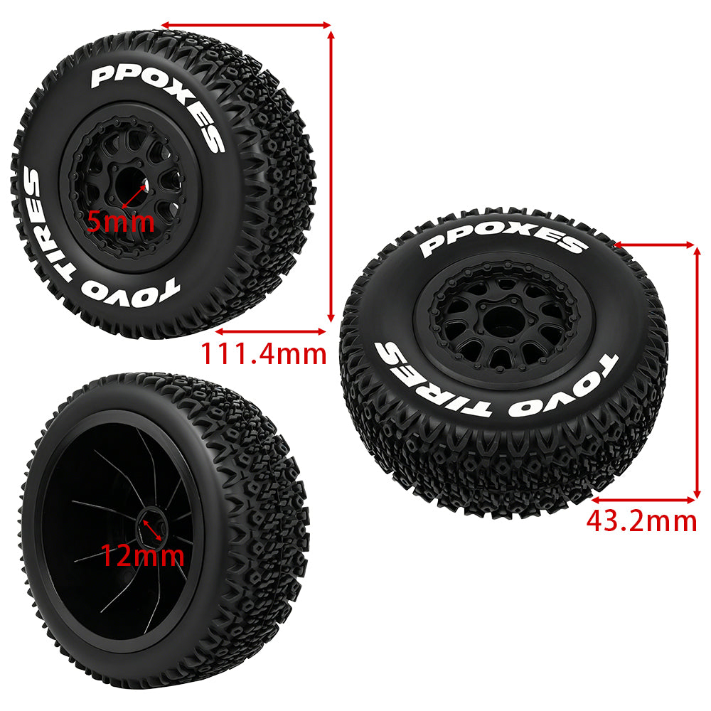 LonZeXy 4PCS DK10 1/10 RC Short Course Truck Wheels Tires Slick Off-Road Rally Racing Tyre Fit Traxxas Mini XRT Flat Ground Wear Resistant RC Buggy RC Model Car Upgrade Rubber Parts