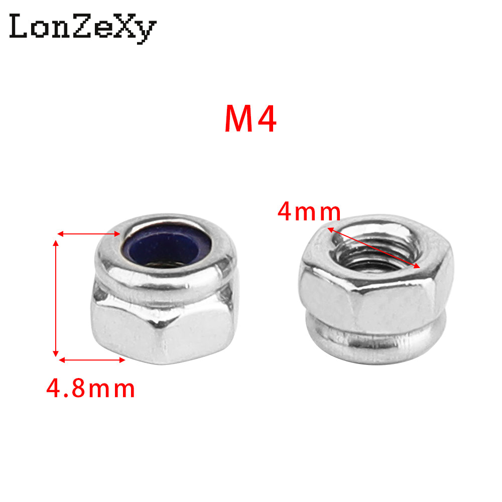 Lonzexy M3 Stainless Steel Insert Locknuts Non-Slip Hex Lock Nuts Silver Tone