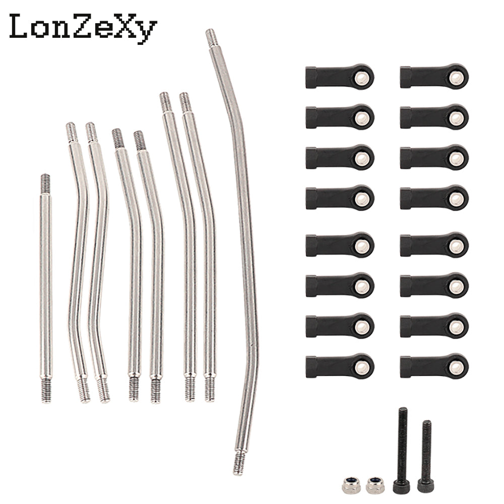 LONZEXY Wheelbase Stainless Steel Rod Links Set for 1/10 Axial SCX10 & SCX10 II 90046