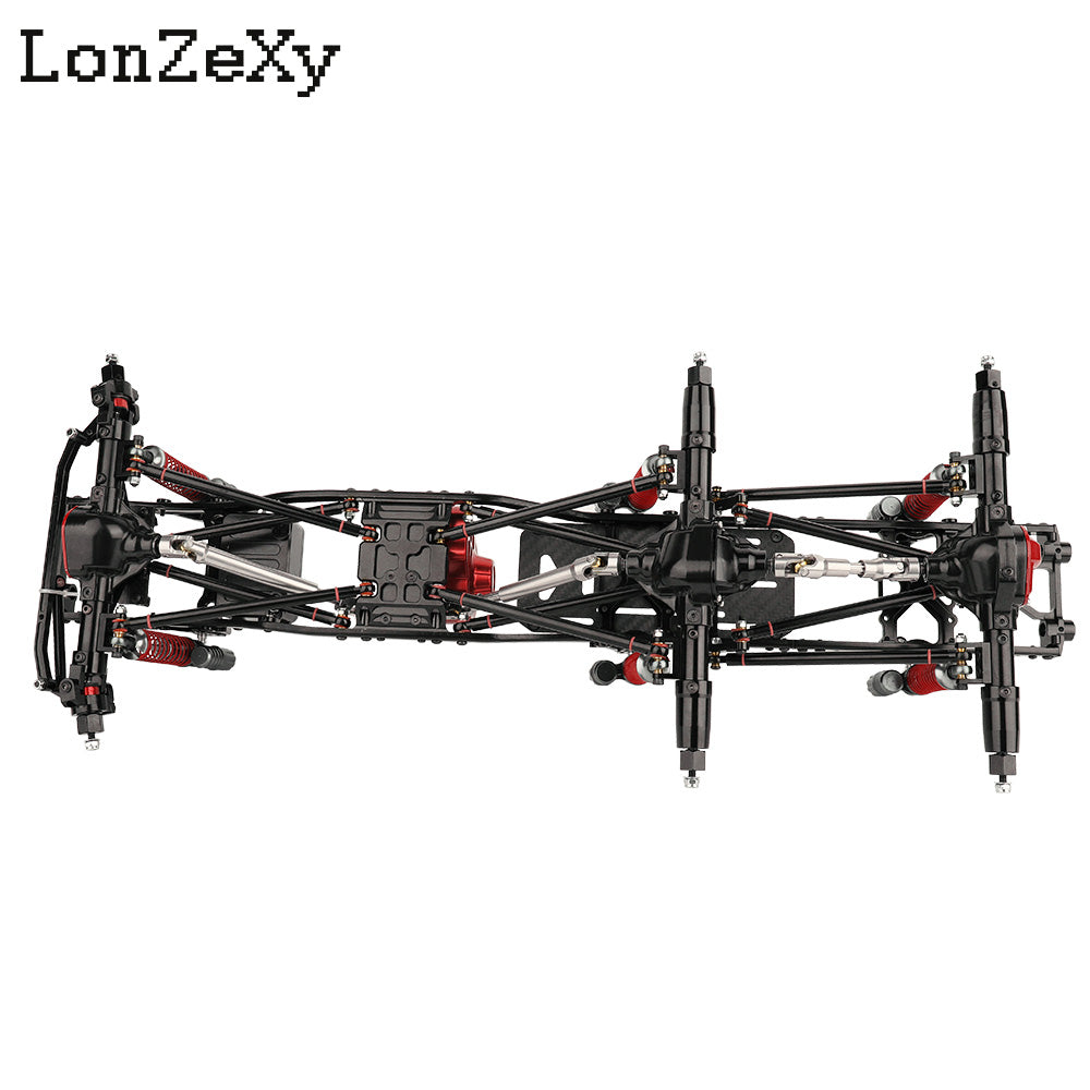 LONZEXY Wheelbase 450mm  6x6 Frame Set +Transmission Front Middle Rear Axle for SCX10