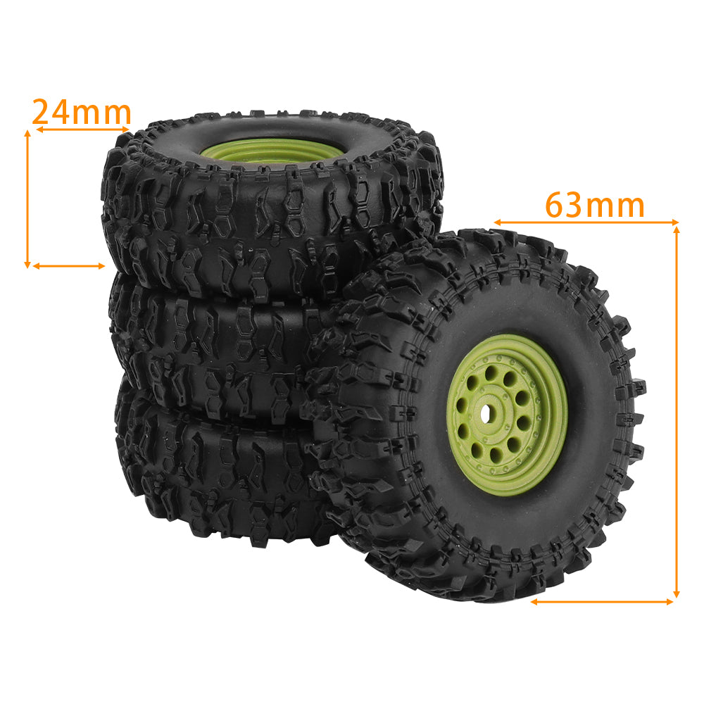 LonZeXy 1.0 inch Plastic Wheel Hub Rims or with Rubber Tires 4PCS For 1/24 SCX24 1/28 RC Off-Road Buggy Mini Model Truck 29.6mm Diameter Colorful RC Car Replacement Parts Style A