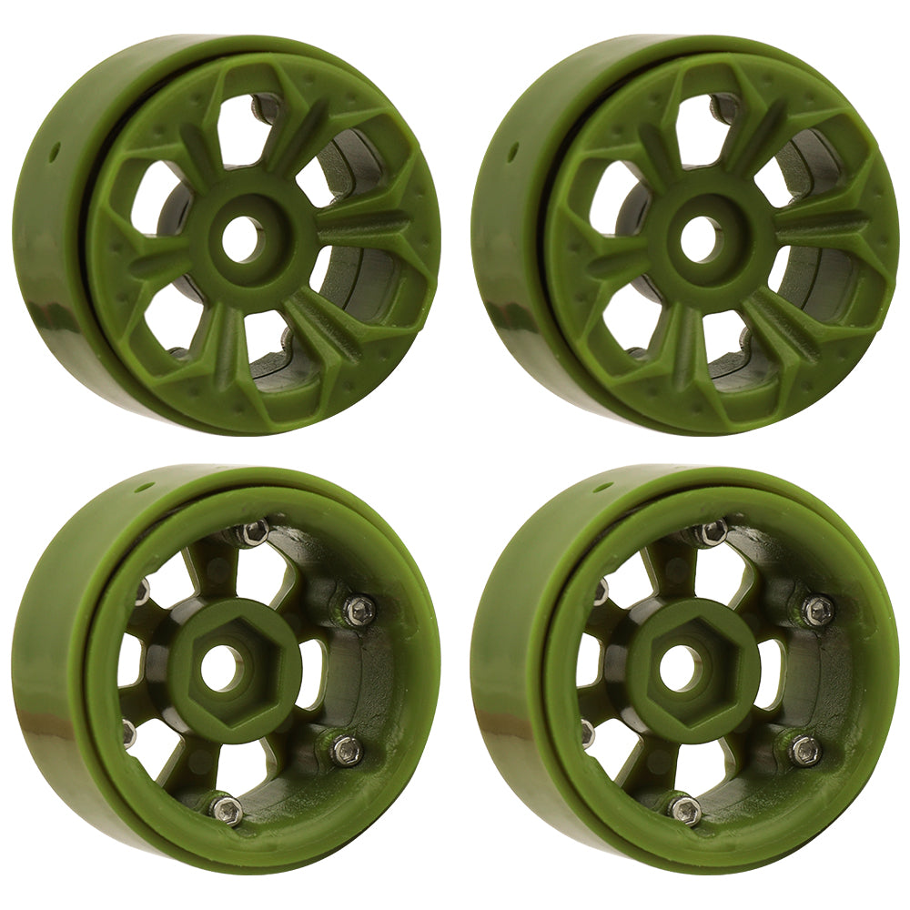 LonZeXy 1.0 inch Plastic Wheel Hub Rims or with Rubber Tires 4PCS For 1/24 SCX24 1/28 RC Off-Road Buggy Mini Model Truck 29.6mm Diameter Colorful RC Car Replacement Parts Style G
