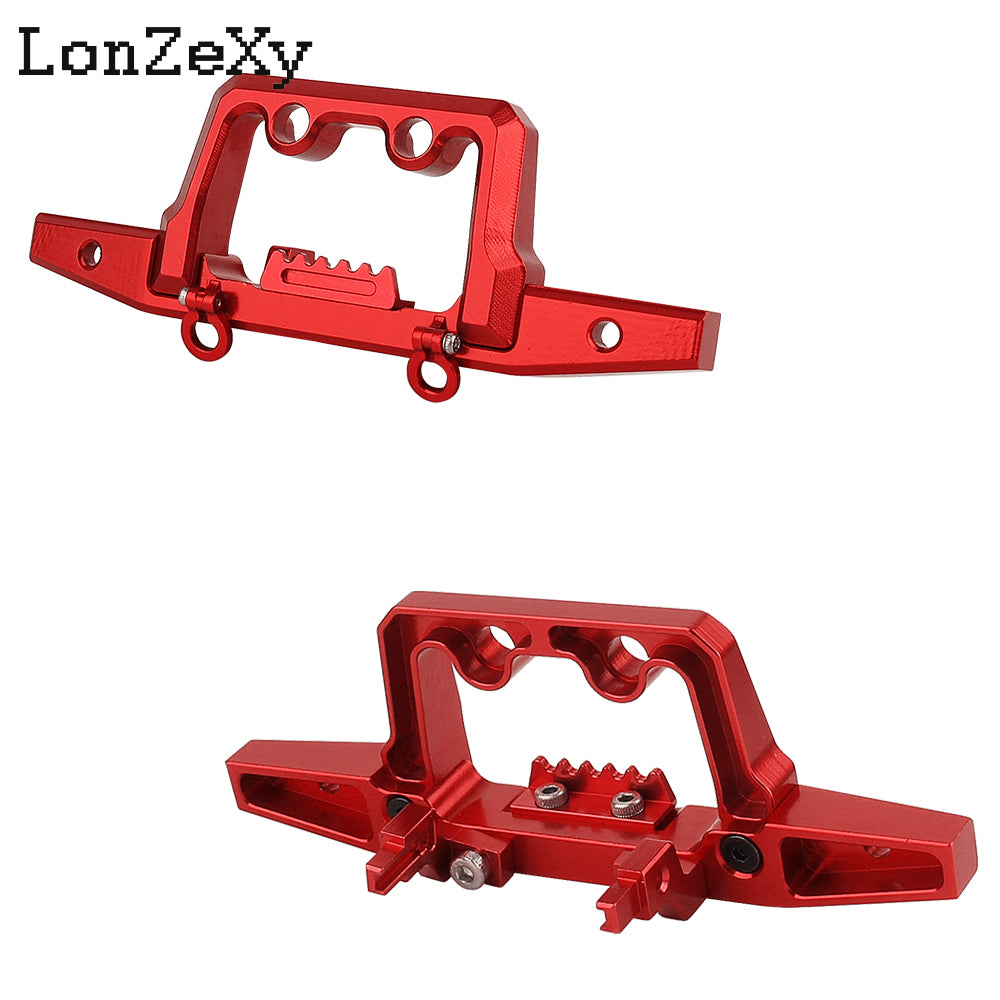 LONZEXY CNC Aluminum Front Rear Bumper with Lights for 1/18 TRX4M Defender