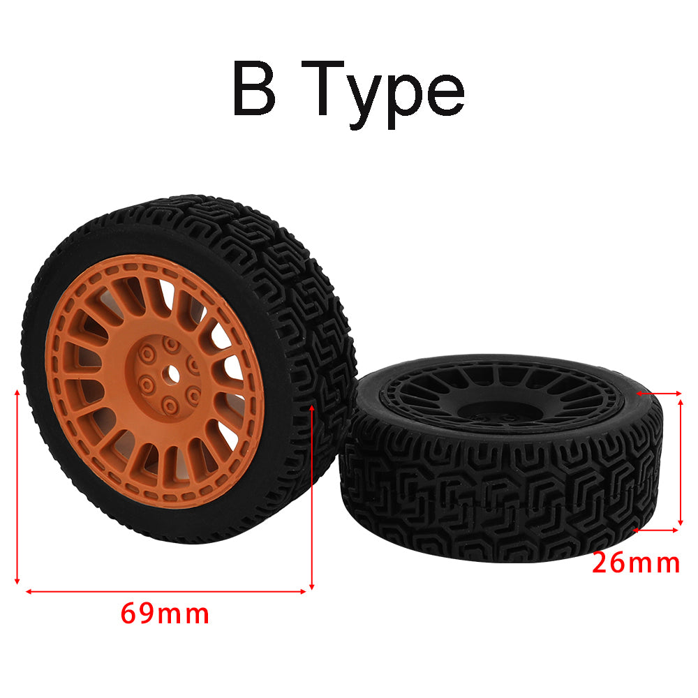 LonZeXy 4Pcs Type B 70mm RC Car Wheels Tires 26mm Width Rubber Tyre Plastic 8-Spoke Wheel Rims for 1/10 On-Road Rally RC Buggy Upgrade Parts Multiple Colors Optional