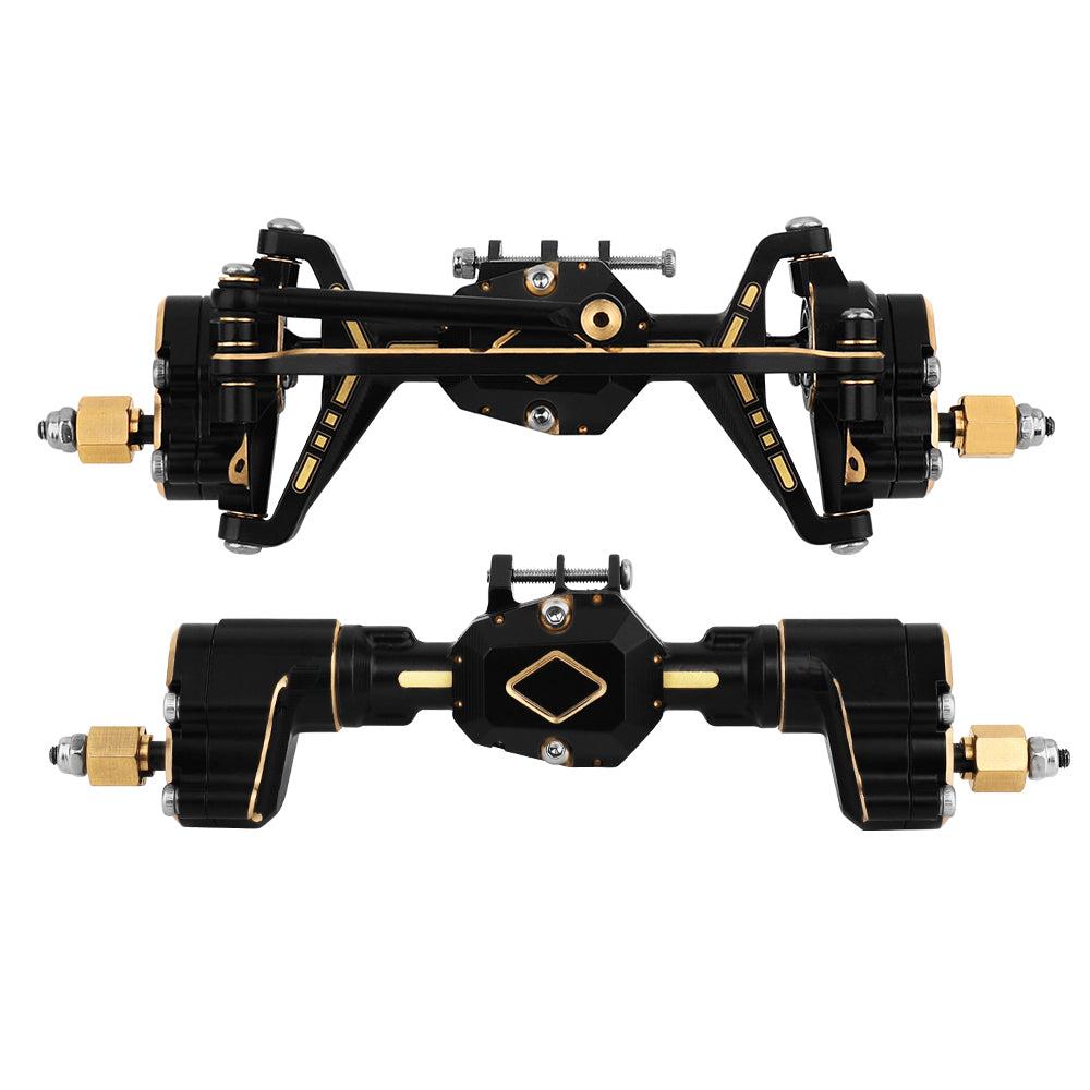 1/18 RC Brass Complete Portal Axle Assembly For Redcat Ascent 18 Crawler,Front 163.1g Rear 130g Upgrade Replacement Parts Black‑Gold