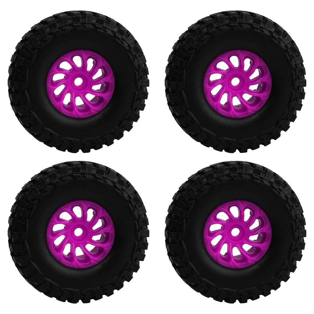 LonZeXy 1.0 inch Plastic Wheel Hub Rims or with Rubber Tires 4PCS For 1/24 SCX24 1/28 RC Off-Road Buggy Mini Model Truck 29.6mm Diameter Colorful RC Car Replacement Parts Style O