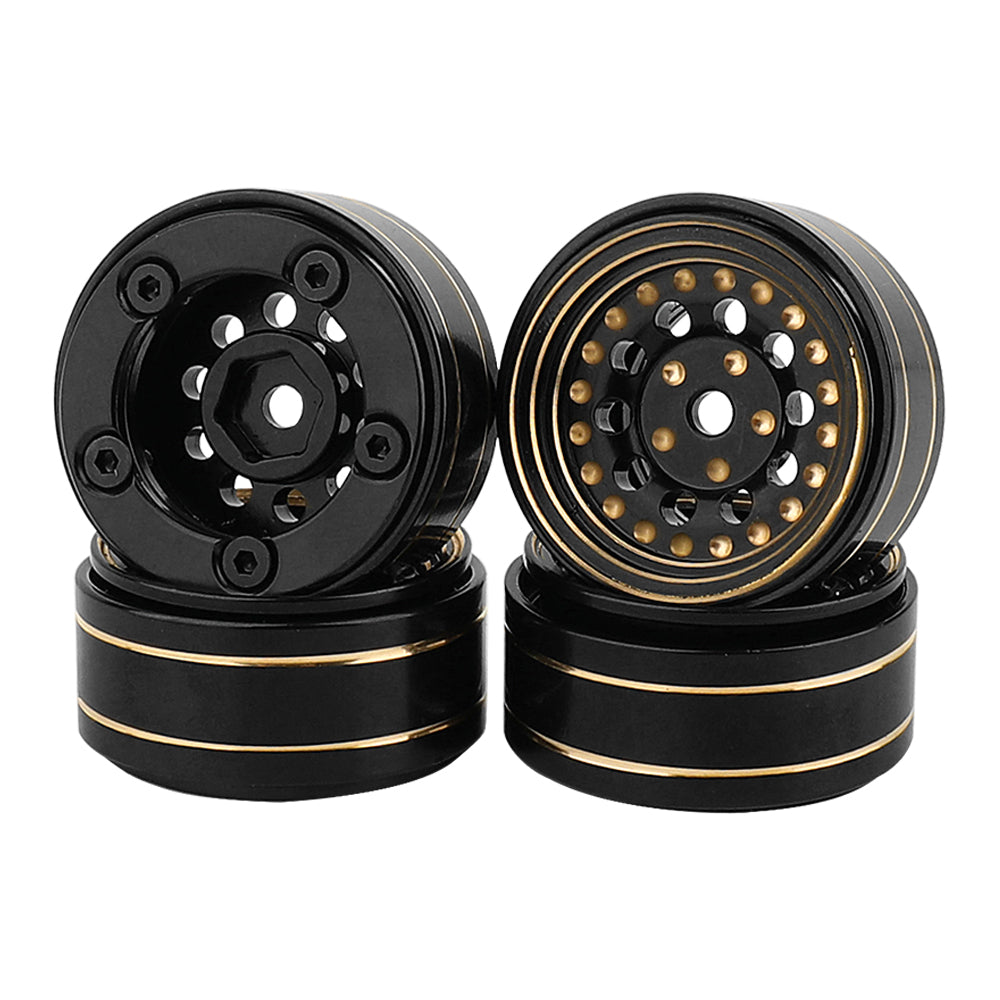 LonZeXy 1/18 1/24 RC Crawler Brass Beadlock Wheel Rims 4Pcs Black Gold Heavy Weight Wheel Hub RC Offroad Upgrade Parts
