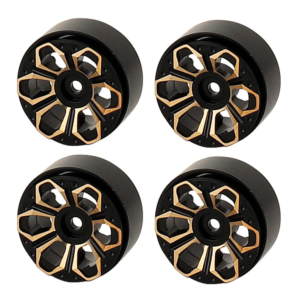 LonZeXy 1/18 1/24 RC Crawler Brass Wheel Rims 4Pcs Black Gold Heavy Weight Wheel Hub RC Model Upgrade Parts