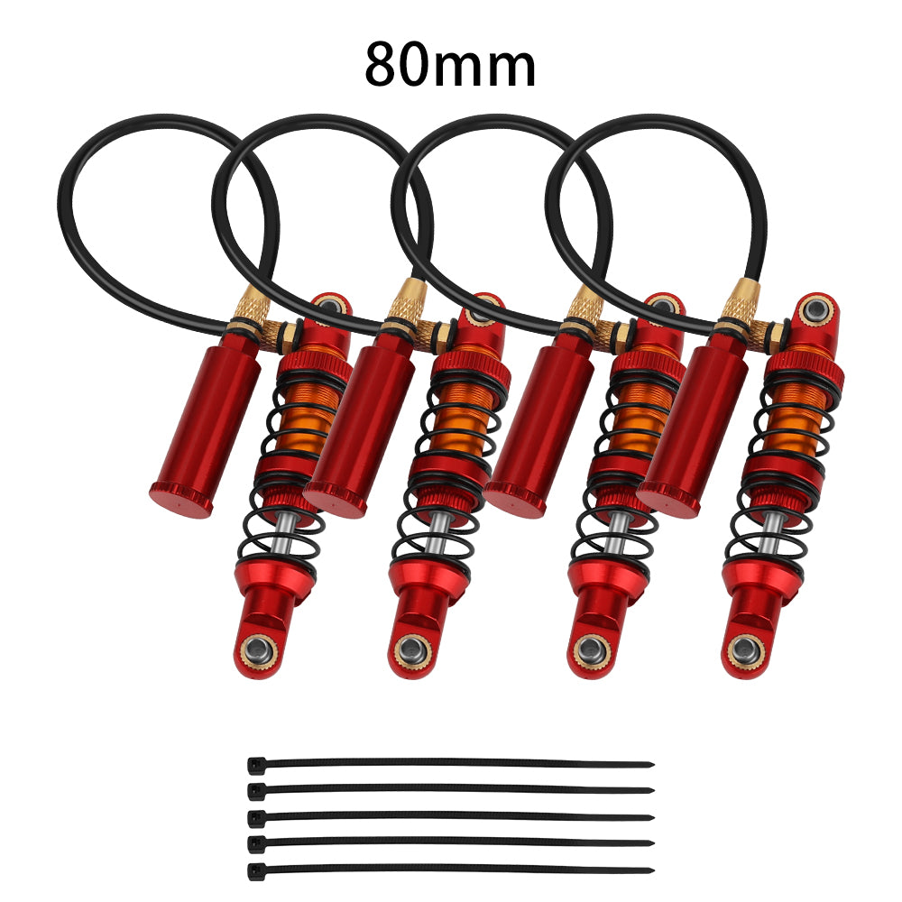LonZeXy 4PCS Remote Reservoir Dual Spring Negative Pressure Shock Absorber 70/80/90/100/110/120mm Oil Damper For Axial SCX10 TRX4 TRX6 Wraith 1/10 RC Crawler Upgrade Parts