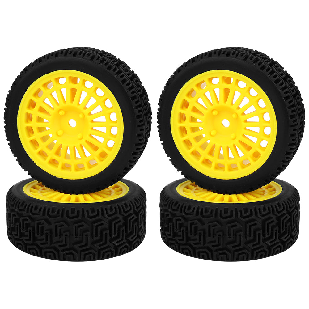 70mm RC Car Wheels Tires 4Pcs 26mm Width Rubber Tyre Plastic Wheel Rims for 1/10 On-Road Rally RC Buggy Upgrade Parts 7 Colors Optional
