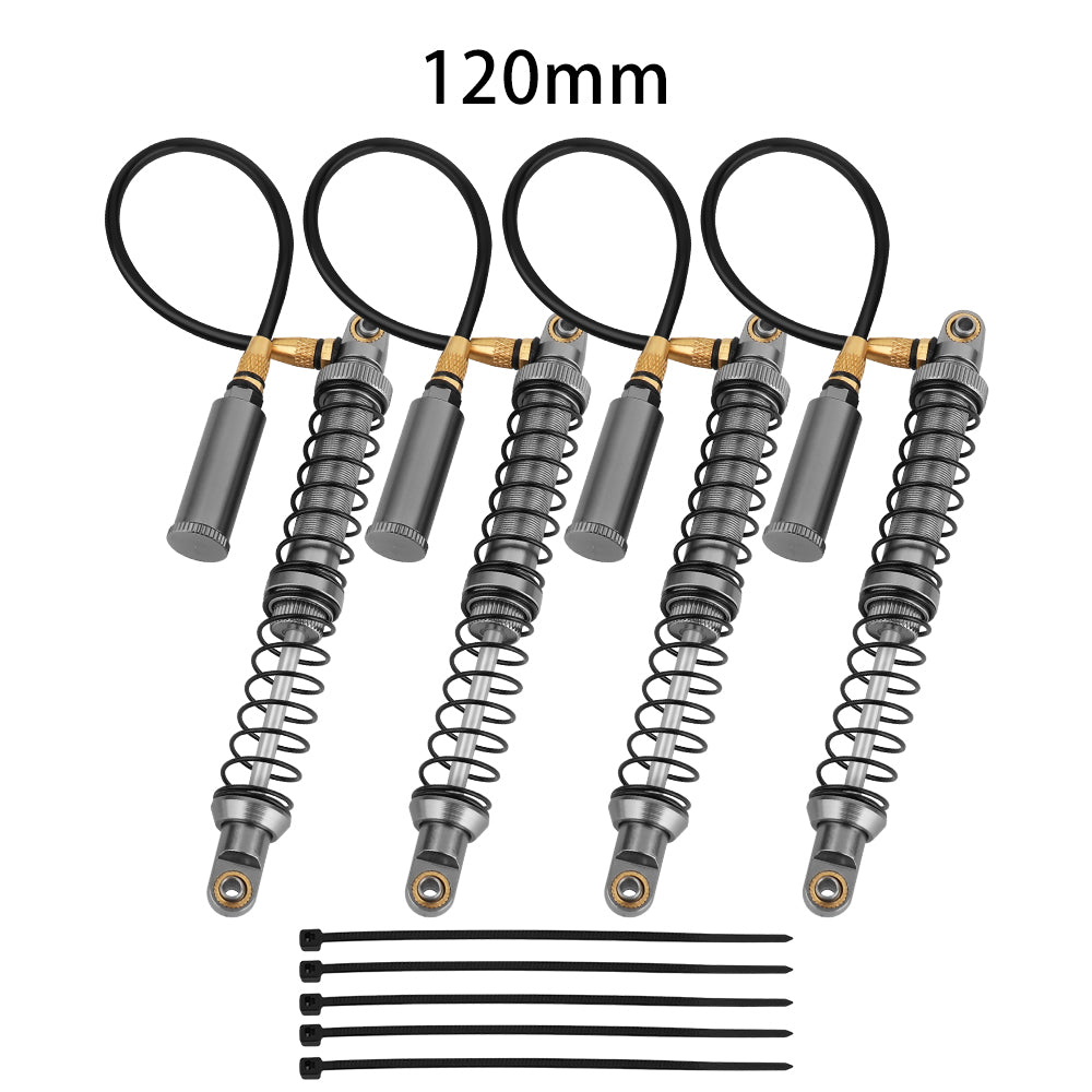 LonZeXy 4PCS Remote Reservoir Dual Spring Negative Pressure Shock Absorber 70/80/90/100/110/120mm Oil Damper For Axial SCX10 TRX4 TRX6 Wraith 1/10 RC Crawler Upgrade Parts