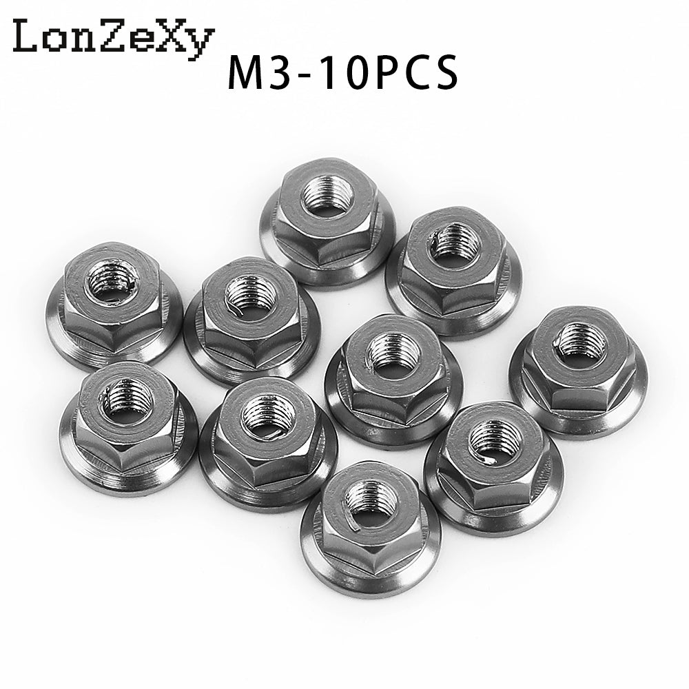 Lonzexy 1/10 & 1/14 Scale RC Car M3 Flange Nuts - 10 Pics