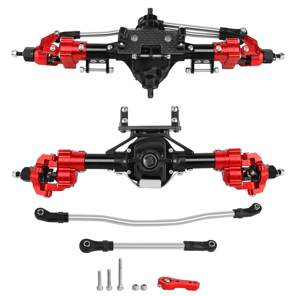 LonZeXy CNC Aluminum Portal Middle Axle With Steering Link Option, Metal Portal Axle For 1/10 SCX10 6x6 RC Crawler Chassis Upgrade Parts