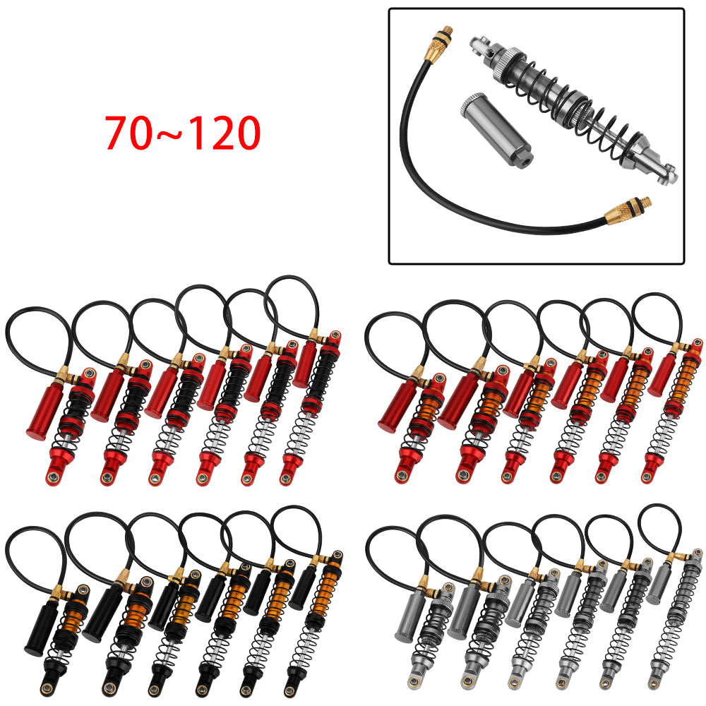 LonZeXy 4PCS Remote Reservoir Dual Spring Negative Pressure Shock Absorber 70/80/90/100/110/120mm Oil Damper For Axial SCX10 TRX4 TRX6 Wraith 1/10 RC Crawler Upgrade Parts