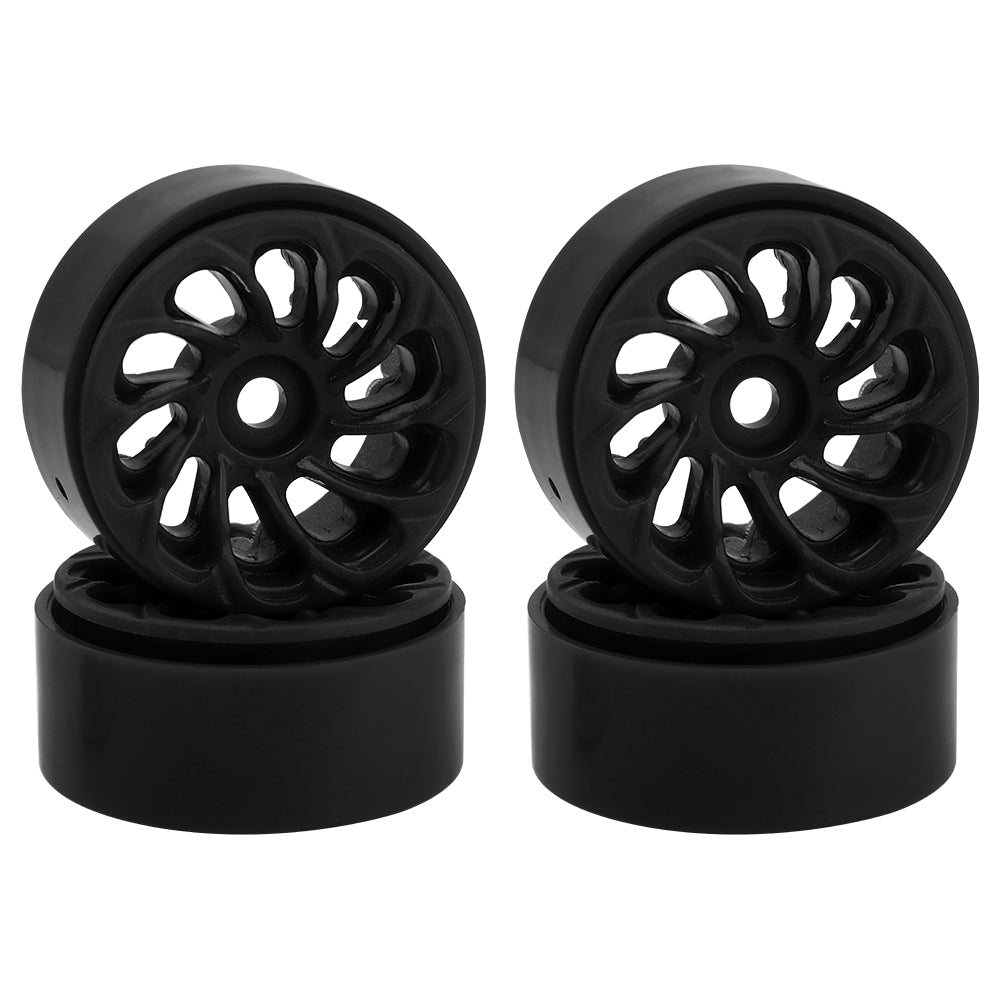 LonZeXy 1.0 inch Plastic Wheel Hub Rims or with Rubber Tires 4PCS For 1/24 SCX24 1/28 RC Off-Road Buggy Mini Model Truck 29.6mm Diameter Colorful RC Car Replacement Parts Style O