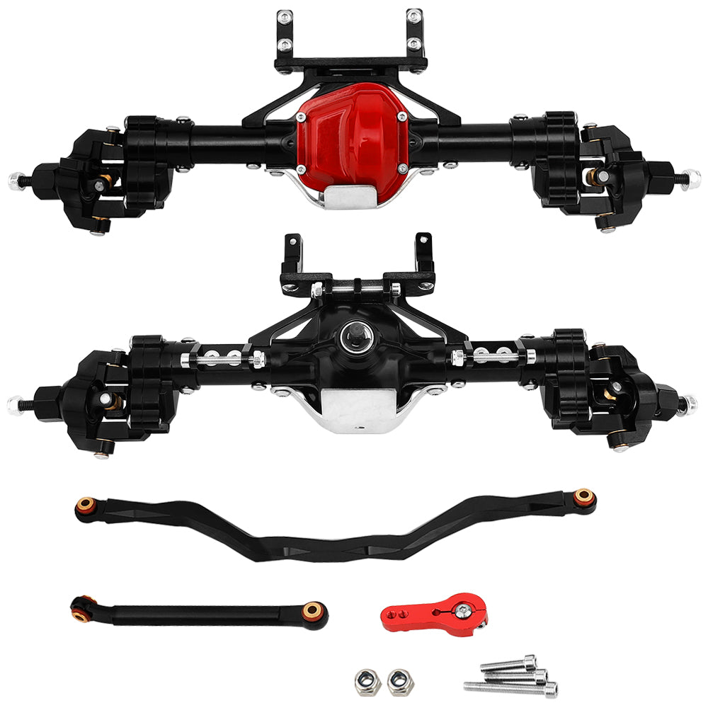 LonZeXy CNC Aluminum Portal Axles Complete Front & Rear Axles Set, Lift Portal Axle Housing For 1/10 Axial SCX10 Gen1 Gen2 RC Crawler Car Metal Upgrade Parts