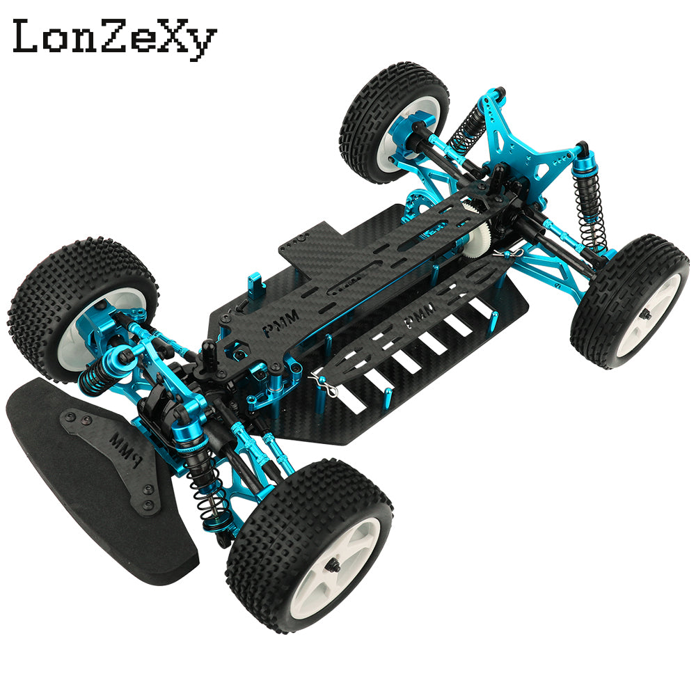 Lonzexy Metal & Carbon Fiber Full Chassis Frame Body Kit with Shock Absorbers Wheels Gearbox for 1/10 RC Car TT02B