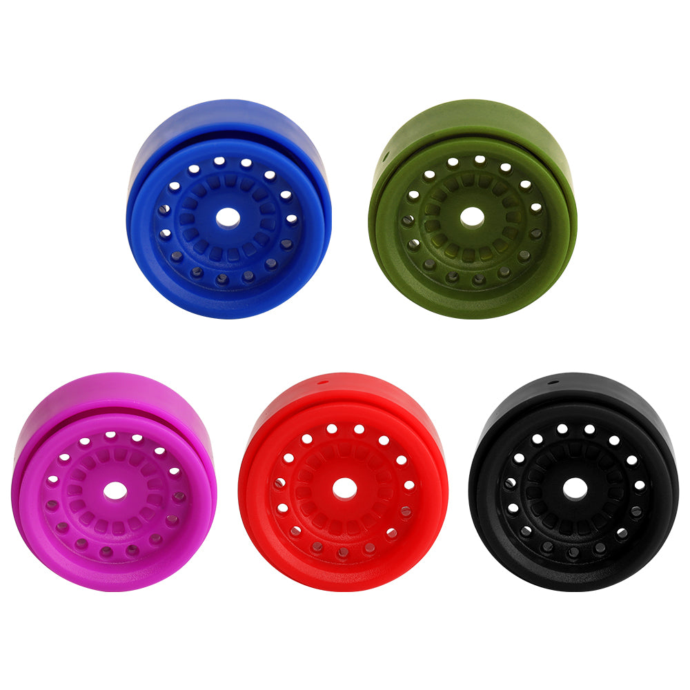 LonZeXy 1.0 inch Plastic Wheel Hub Rims or with Rubber Tires 4PCS For 1/24 SCX24 1/28 RC Off-Road Buggy Mini Model Truck 29.6mm Diameter Colorful RC Car Replacement Parts Style D