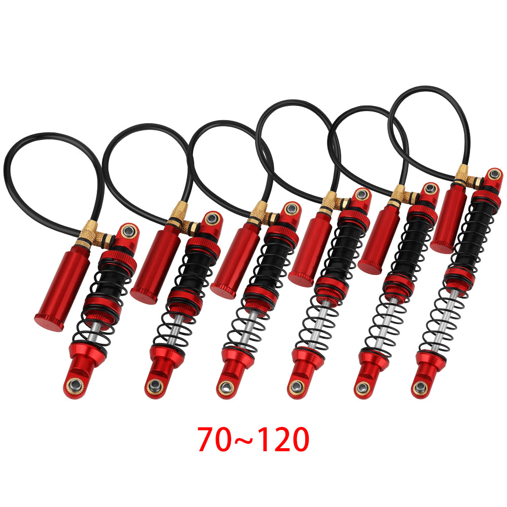 LonZeXy 4PCS Remote Reservoir Dual Spring Negative Pressure Shock Absorber 70/80/90/100/110/120mm Oil Damper For Axial SCX10 TRX4 TRX6 Wraith 1/10 RC Crawler Upgrade Parts