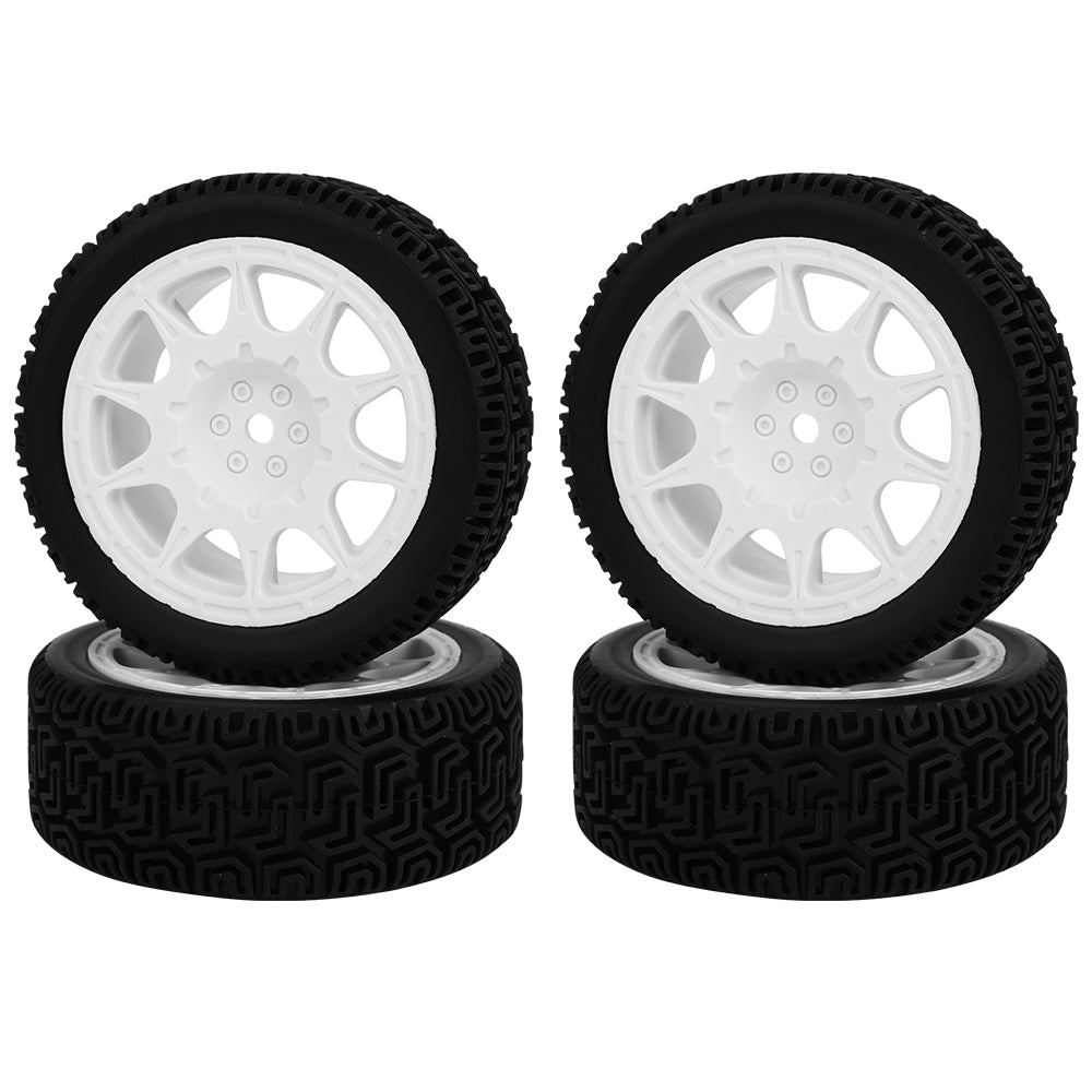 4Pcs 70mm RC Car Rally Tires Type C Nylon Wheel Rims Maze Pattern Rubber Tyres for 1/10 Tamiya TT01 XV02 Kyosho FW06 HSP 94123 On Road Touring Car Upgrade Parts