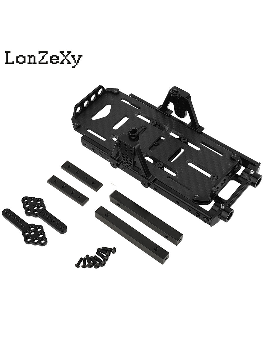 LONZEXY Metal 6x6 Frame Kit Rails + Shock Towers Battery Mount Bumper SCX10
