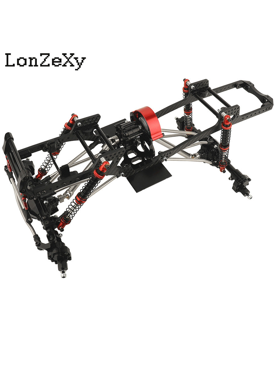 LONZEXY Carbon Fiber Frame Rail Kit Transmission Skid Plate for SCX10 Capra
