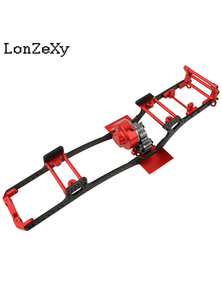 LONZEXY Fiber Frame Rails+Front Bumper Pull Rod Coupler Refit Set for SCX10 II