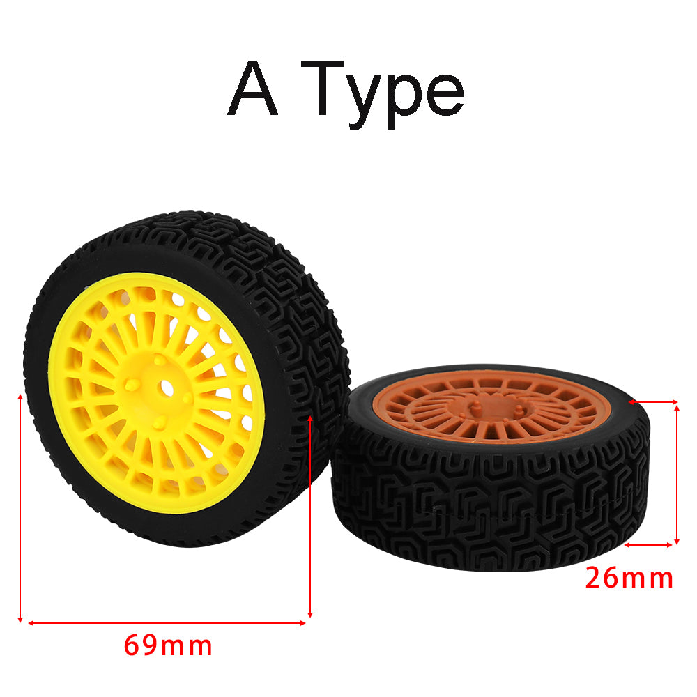 70mm RC Car Wheels Tires 4Pcs 26mm Width Rubber Tyre Plastic Wheel Rims for 1/10 On-Road Rally RC Buggy Upgrade Parts 7 Colors Optional