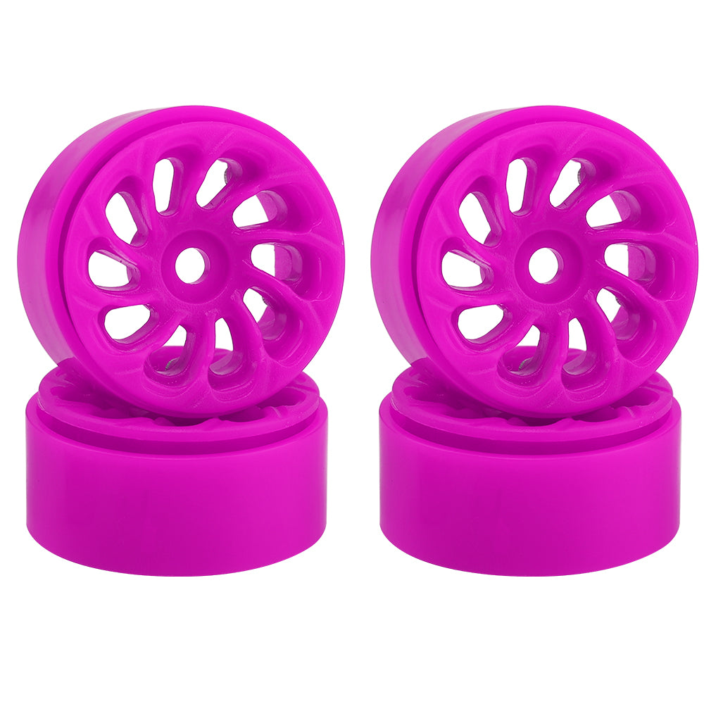 LonZeXy 1.0 inch Plastic Wheel Hub Rims or with Rubber Tires 4PCS For 1/24 SCX24 1/28 RC Off-Road Buggy Mini Model Truck 29.6mm Diameter Colorful RC Car Replacement Parts Style P
