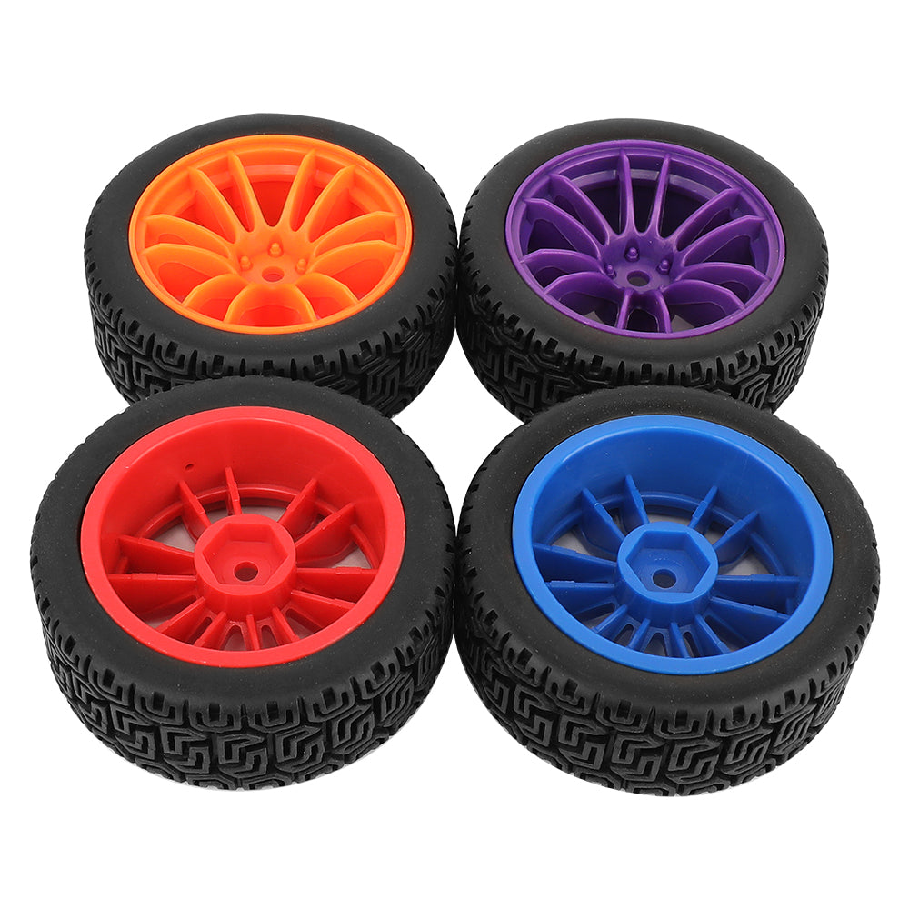 1/10 RC On-Road Buggy Wheels 34.6g All-Terrain Pattern Rubber Tires Multi Color Plastic Rims 12mm Hex RC Upgrade Parts