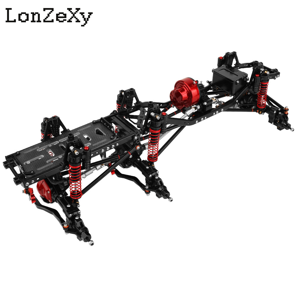 RC Chassis Frame For Axial For SCX10 Lonzexy Metal Alloy Upgraded 6x6 RC Car For Chassis Empty Frame With 3 Axles Gearbox Links DIY RC Crawler Car Parts