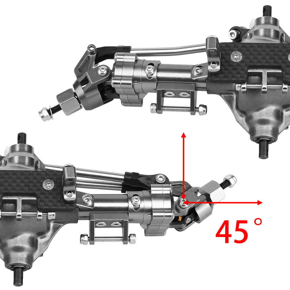 LonZeXy CNC Aluminum Portal Middle Axle With Steering Link Option, Metal Portal Axle For 1/10 SCX10 6x6 RC Crawler Chassis Upgrade Parts