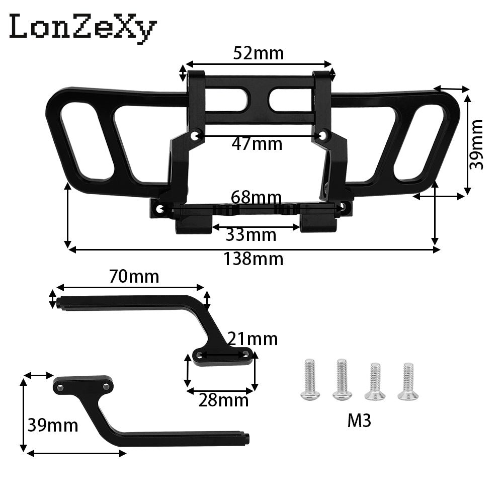 LONZEXY Aluminum Alloy Front Bumper Bull Bar for Axial Wraith 1/10