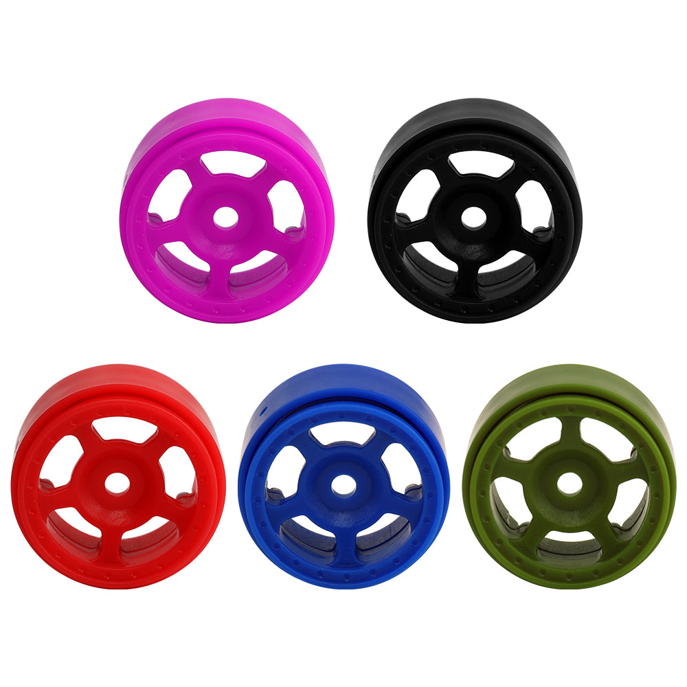 LonZeXy 1.0 inch Plastic Wheel Hub Rims or with Rubber Tires 4PCS For 1/24 SCX24 1/28 RC Off-Road Buggy Mini Model Truck 29.6mm Diameter Colorful RC Car Replacement Parts Style J