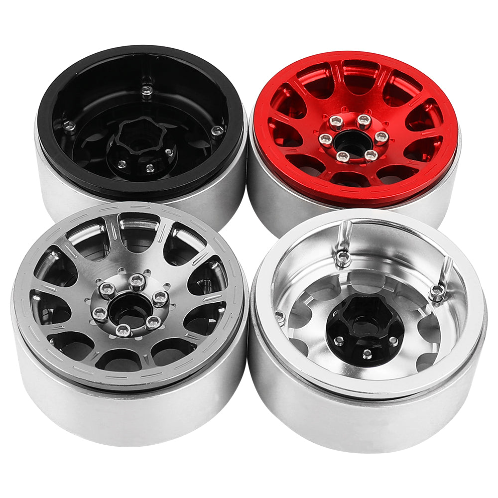 LonZeXy 2.2 Inch CNC Aluminum Beadlock Wheel Rims 97.7g For 1/10 RC Crawler, Replacement Wheel Hub For SCX10 TRX4