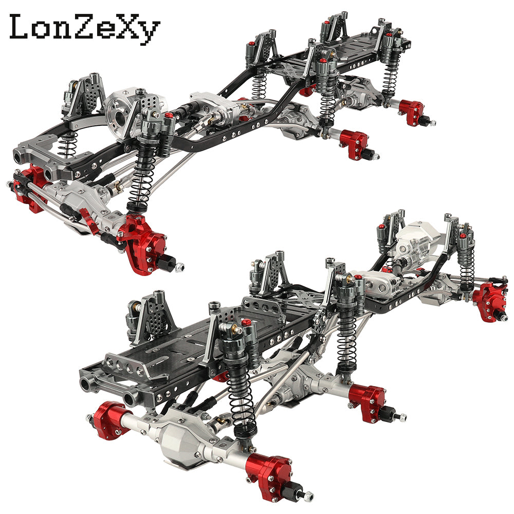 LONZEXY 6x6 RC Frame with Front Middle Rear Axles Gearbox for SCX10 II