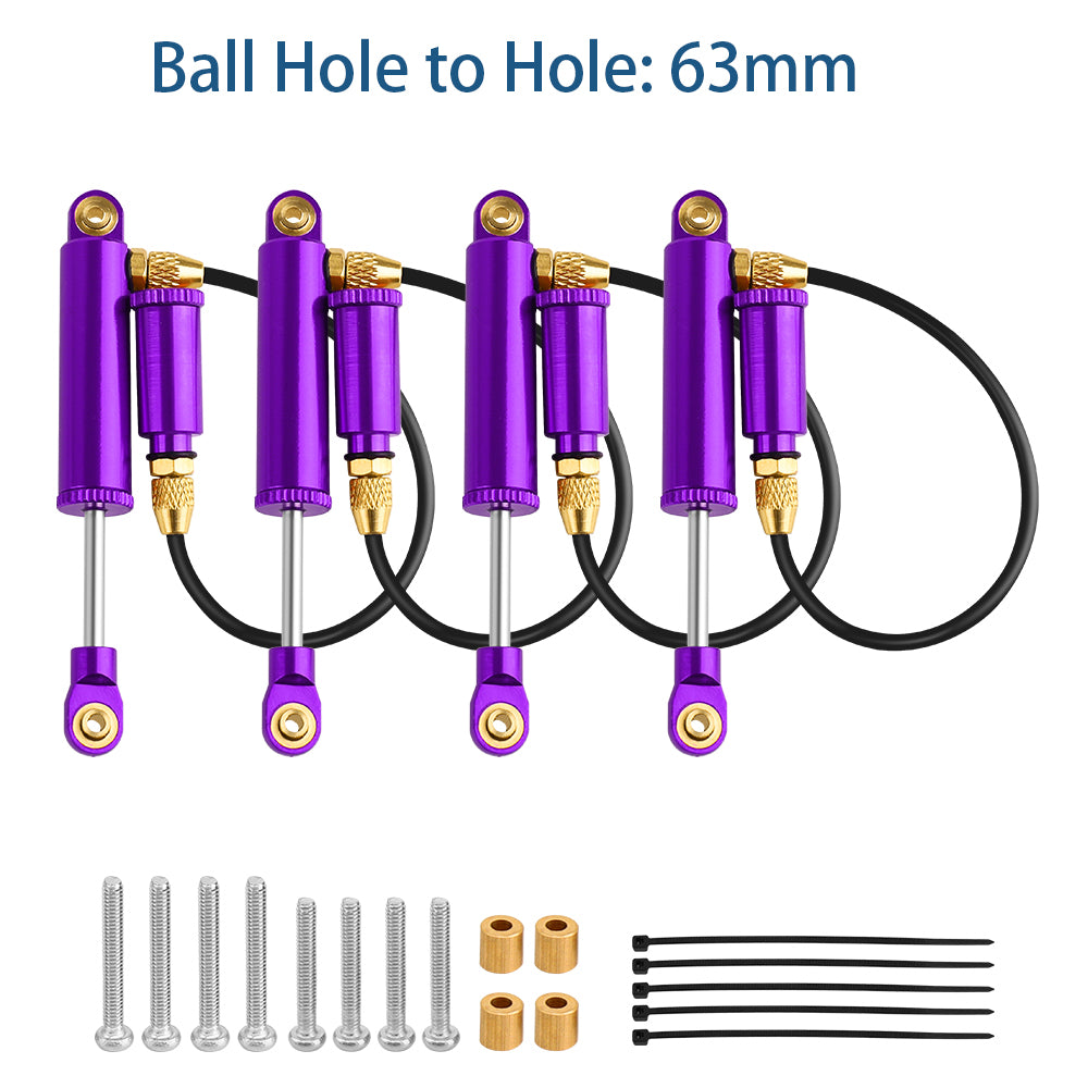 LonZeXy 4PCS Remote Reservoir Negative Pressure Shock Absorber 56/63/68/75/80mm Oil Damper For Traxxas TRX4M 1/18 RC Crawler Car Upgrade Aluminum Suspension Parts