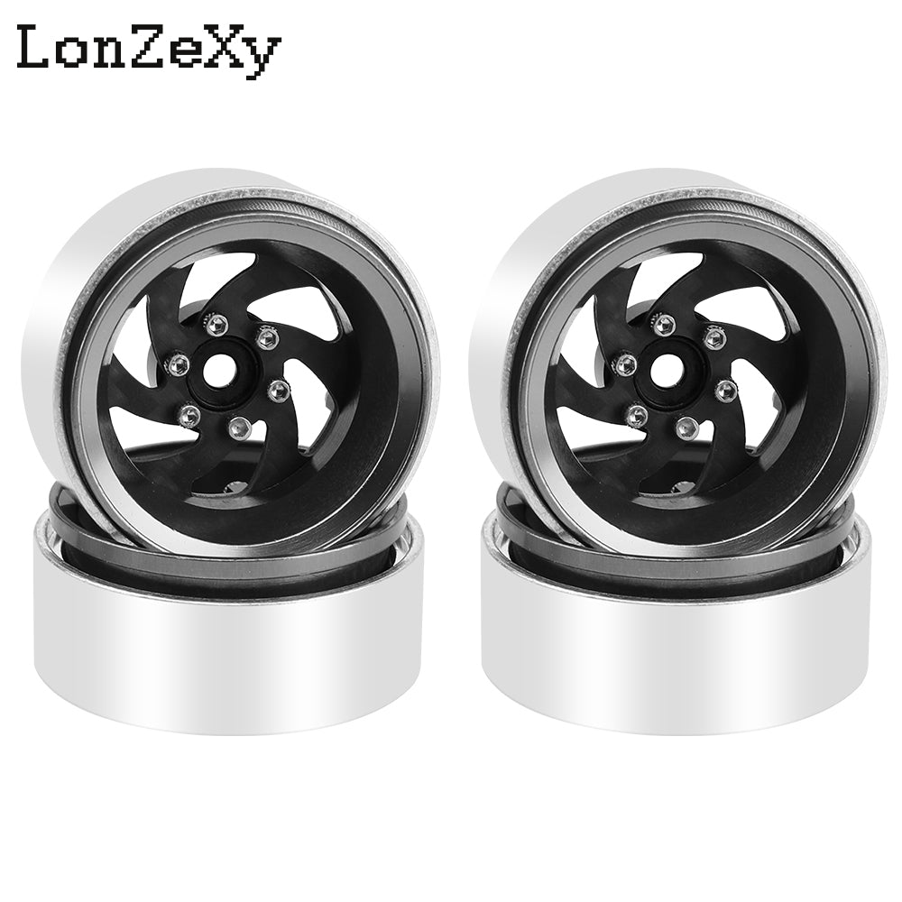 Lonzexy 1.3'' Beadlock Wheel Rims Set - Carbon Fiber + Aluminum Fit For SCX24 (4PCS)