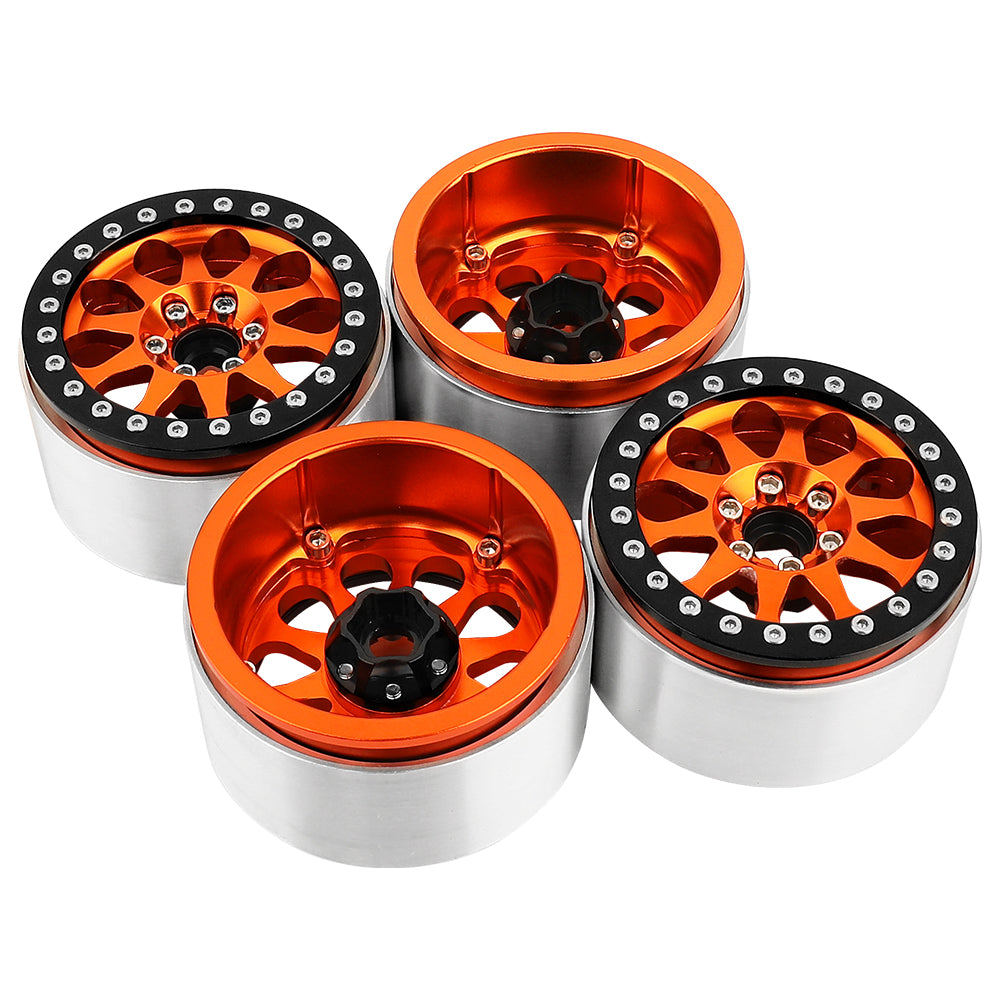LonZeXy 2.2 Inch CNC Aluminum Beadlock Wheel Rims 110.5g 64.5×35mm For 1/10 RC Crawler Axial SCX10 II TRX4 RC Off‑Road Car Upgrade Replacement Hubs