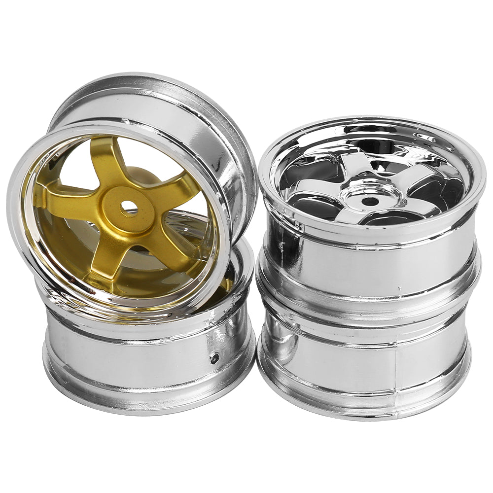 1/10 RC On-Road Drift Car Electroplated Plastic Wheel Rims 4 Styles Multi Color 12mm Hex Empty Hubs RC Modification Parts