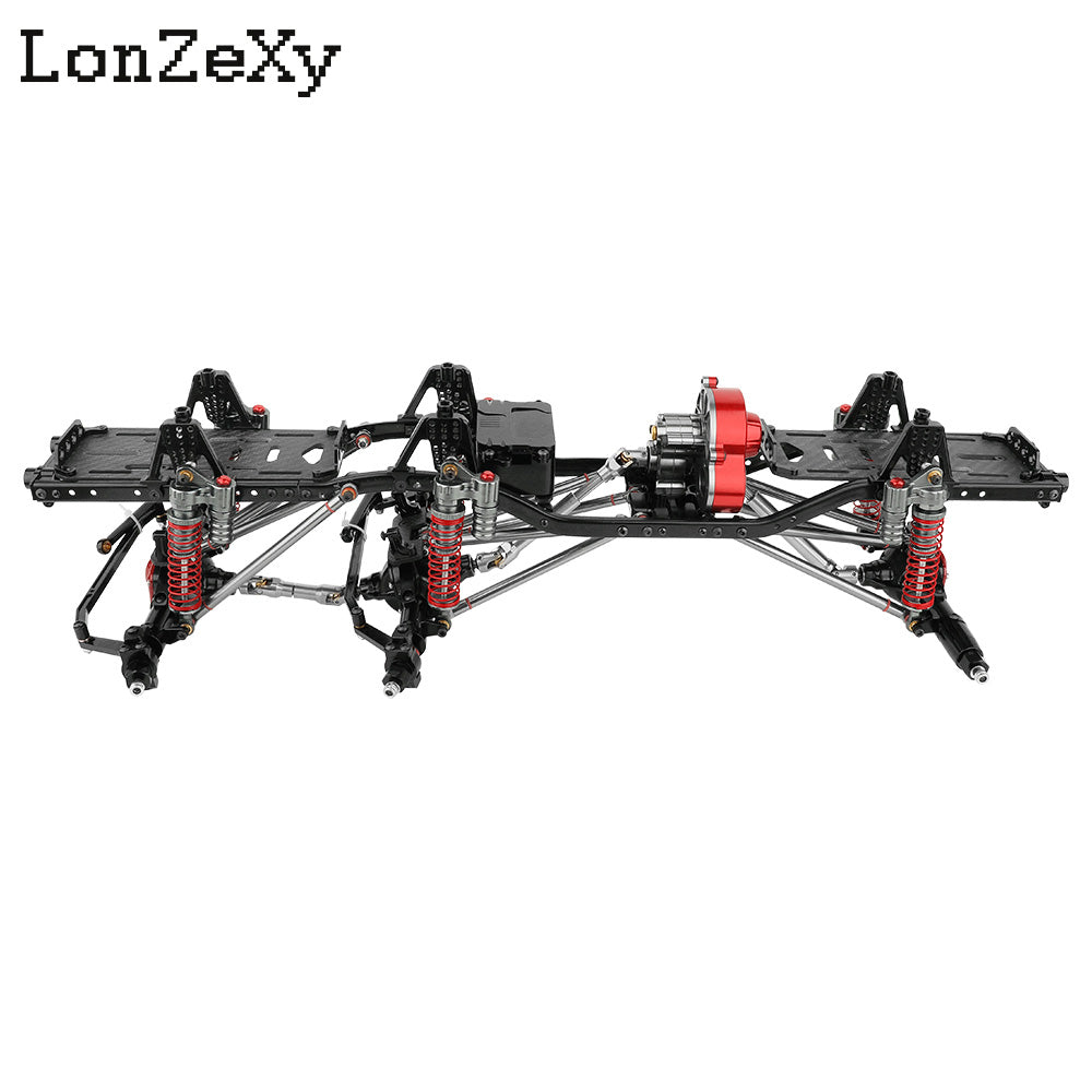 LONZEXY DIY 6x6 Frame+2 Front Steering Axles+Middle Axle Transmission 2 Battery Trays for SCX10
