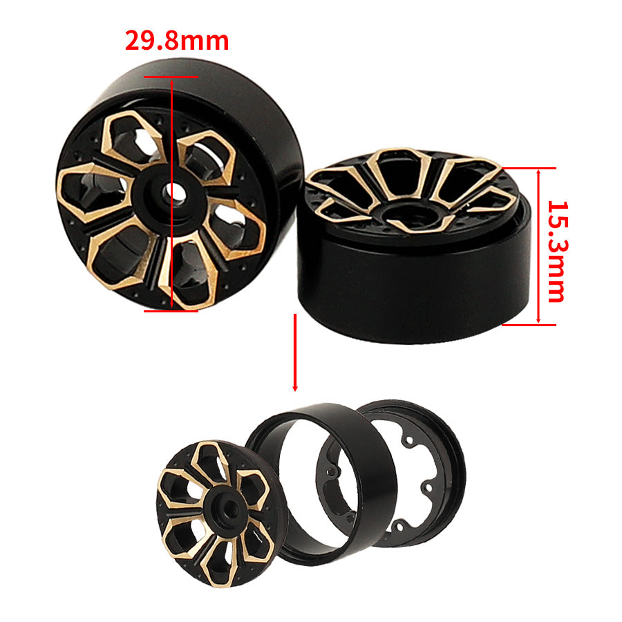 LonZeXy 1/18 1/24 RC Crawler Brass Wheel Rims 4Pcs Black Gold Heavy Weight Wheel Hub RC Model Upgrade Parts