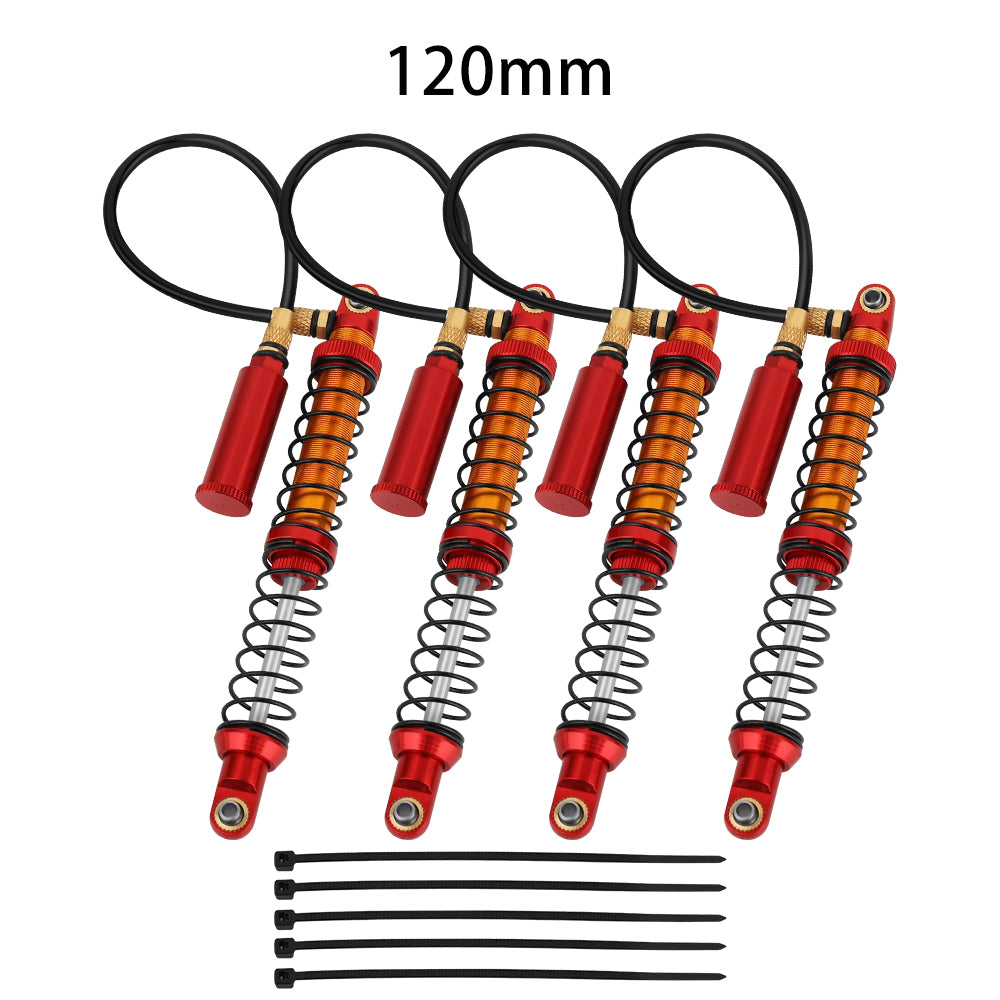 LonZeXy 4PCS Remote Reservoir Dual Spring Negative Pressure Shock Absorber 70/80/90/100/110/120mm Oil Damper For Axial SCX10 TRX4 TRX6 Wraith 1/10 RC Crawler Upgrade Parts