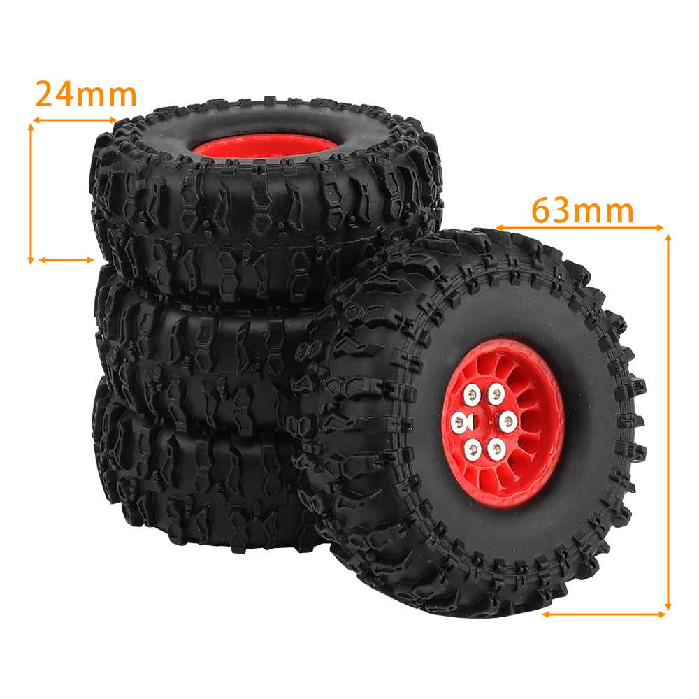 LonZeXy 1.0 inch Plastic Wheel Hub Rims or with Rubber Tires 4PCS For 1/24 SCX24 1/28 RC Off-Road Buggy Mini Model Truck 29.6mm Diameter Colorful RC Car Replacement Parts Style B