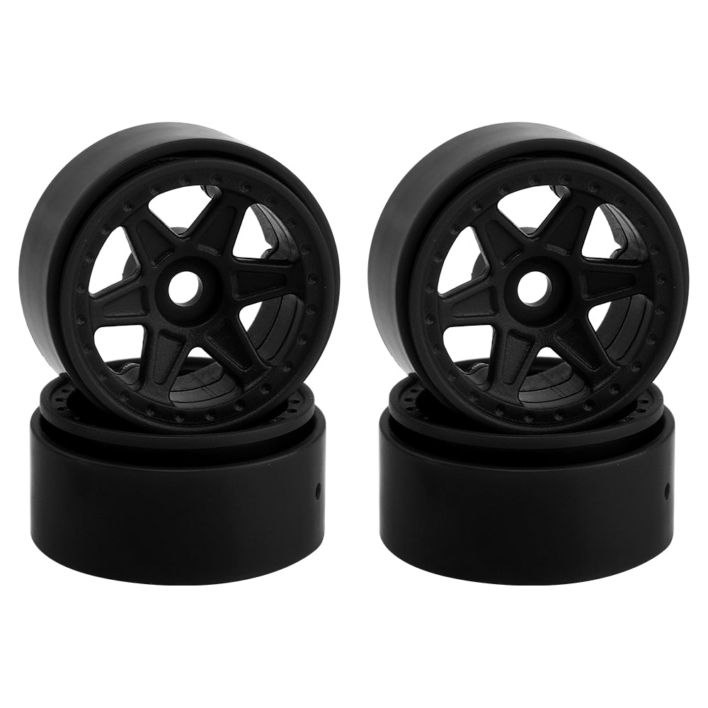 LonZeXy 1.0 inch Plastic Wheel Hub Rims or with Rubber Tires 4PCS For 1/24 SCX24 1/28 RC Off-Road Buggy Mini Model Truck 29.6mm Diameter Colorful RC Car Replacement Parts Style L