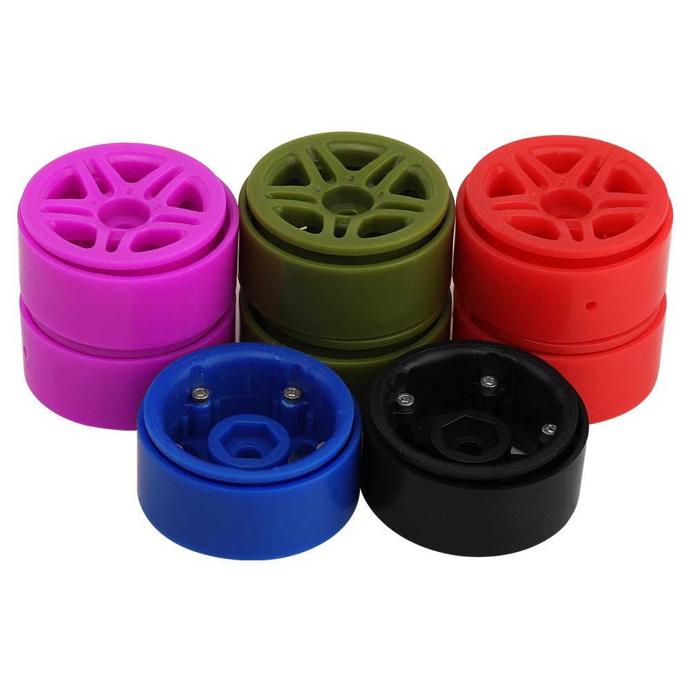 LonZeXy 1.0 inch Plastic Wheel Hub Rims or with Rubber Tires 4PCS For 1/24 SCX24 1/28 RC Off-Road Buggy Mini Model Truck 29.6mm Diameter Colorful RC Car Replacement Parts Style M