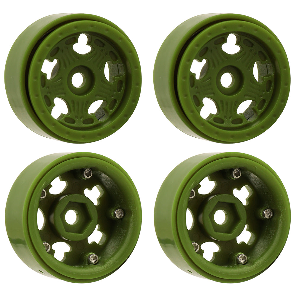 LonZeXy 1.0 inch Plastic Wheel Hub Rims or with Rubber Tires 4PCS For 1/24 SCX24 1/28 RC Off-Road Buggy Mini Model Truck 29.6mm Diameter Colorful RC Car Replacement Parts Style E